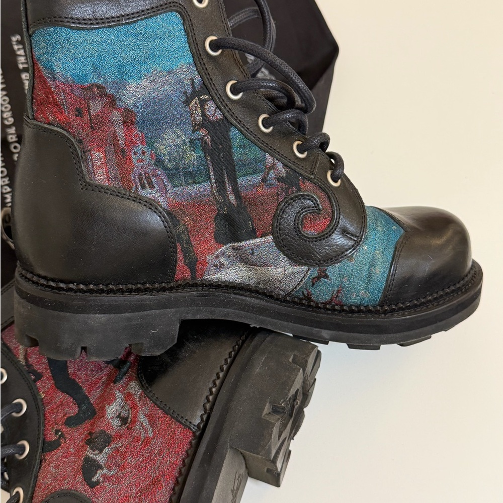 Fluevog Limited Edition Derby Swirl Tapestry Boots - Picture 10 of 10